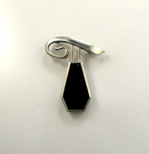 Pi pin. Sterling silver and onyx.