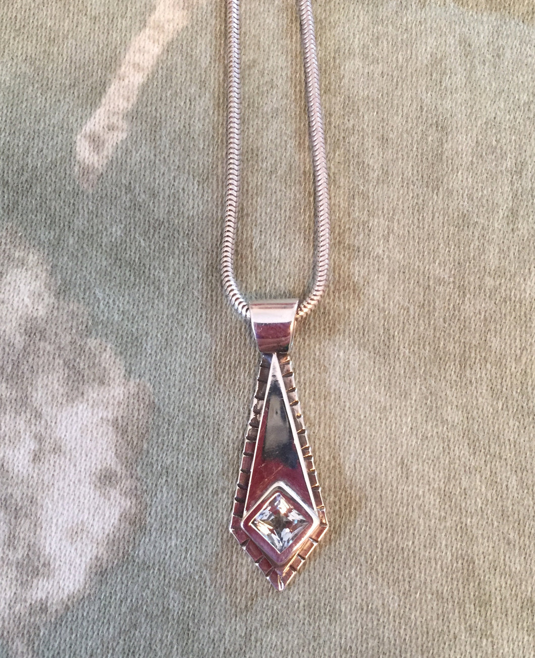 Sterling silver tie necklace